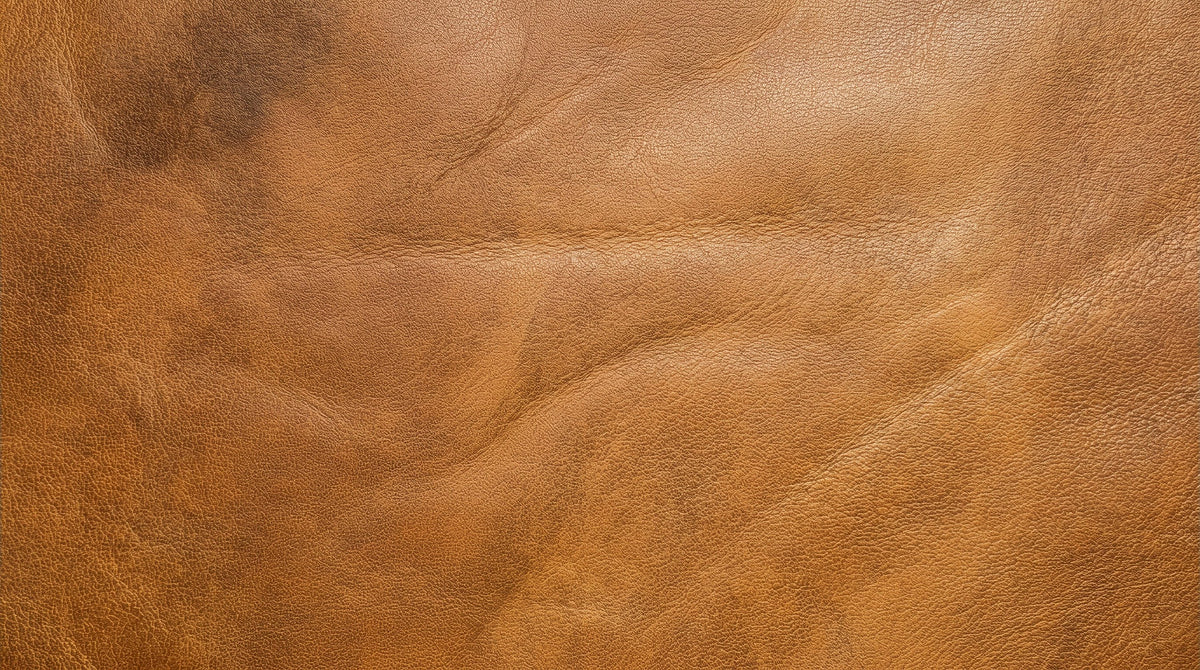 Texture de cuir brun clair avec des plis et des nuances de surface